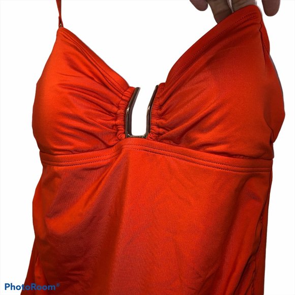 calvin klein NEW NWT bright orange tankini top M summer swimming - Picture 1 of 4